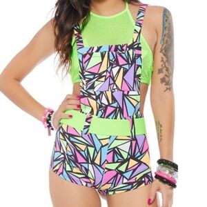 Geometric Short Overalls